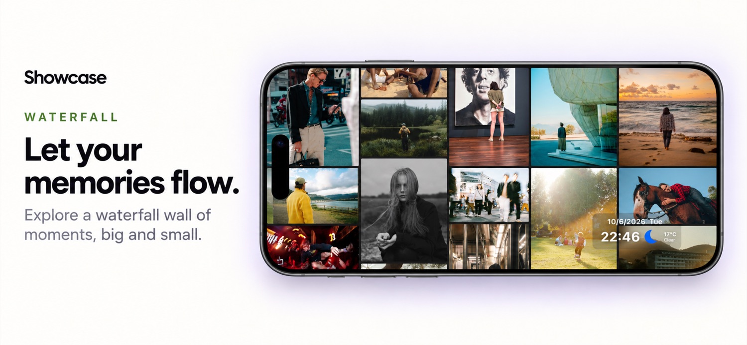 Waterfall layout scrolling through photos of different sizes