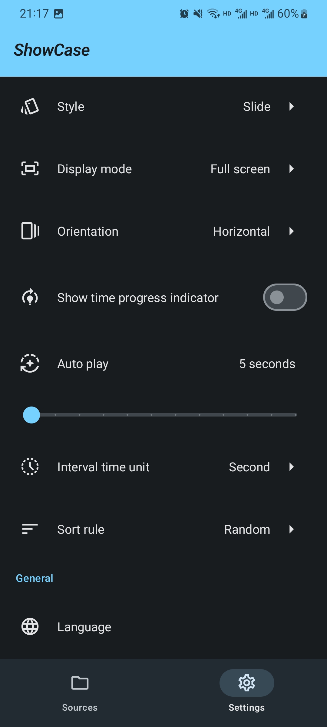 Showcase app screenshot