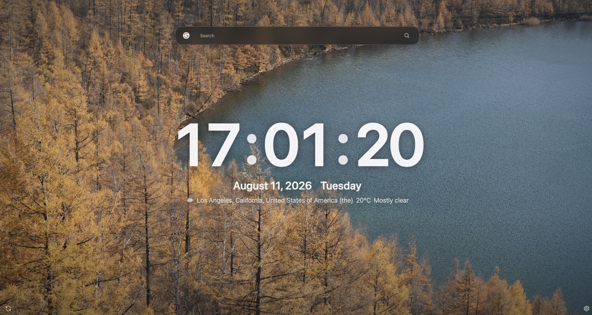 NewPicTab showing a photo-focused browser new tab