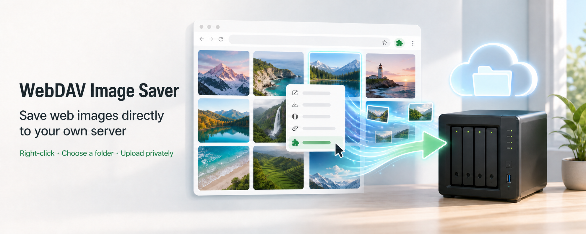 WebDAV Image Saver browser extension interface